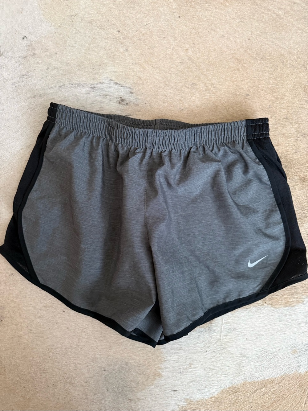 Nike girls Gray Running Shorts with Black Trim